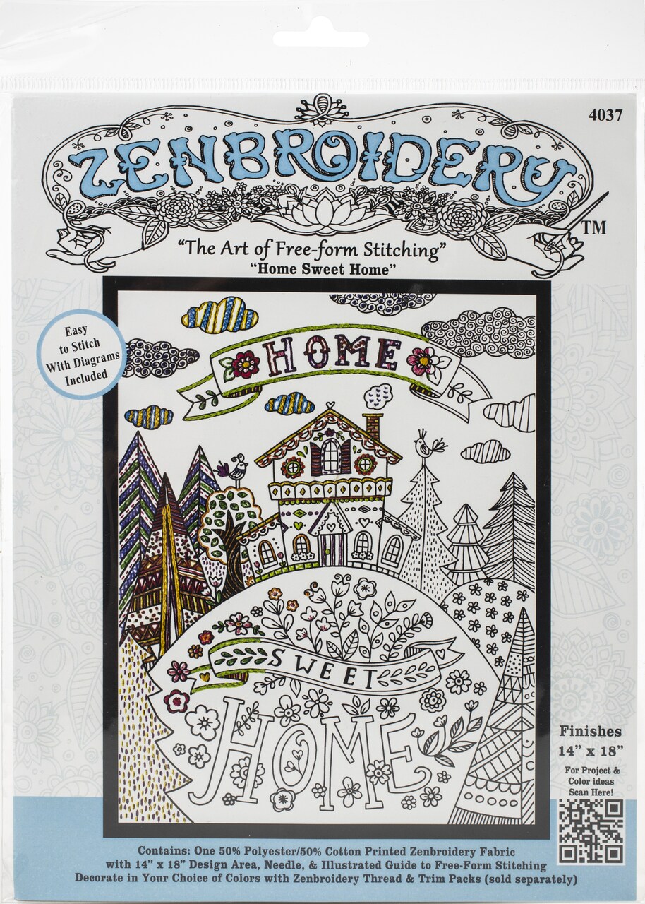 Design Works/Zenbroidery Stamped Embroidery Kit 14"X18"-Home Sweet Home